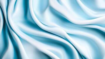 Light blue and white fabric flowing in smooth waves ideal for World Mental Health Day serene and peaceful abstract background promoting calmness and well being photo