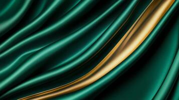 Rich forest green and gold satin intertwined with smooth folds abstract background for Accountants Day luxurious and professional with a refined touch photo