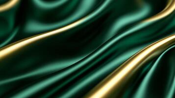 Rich forest green and gold satin intertwined with smooth folds abstract background for Accountants Day luxurious and professional with a refined touch photo