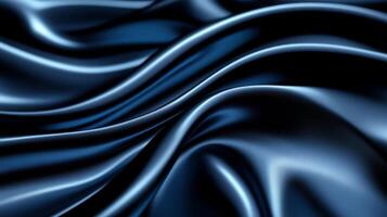 Rich navy blue silk waves with flowing liquid movement smooth texture and deep shadows refined abstract background for New Year or Christmas concepts photo