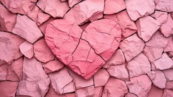 Rough grainy stone wall texture in vibrant pink and soft pastels inspired by Valentines Day warm and romantic color palette with subtle heart shaped scratches abstract love theme photo