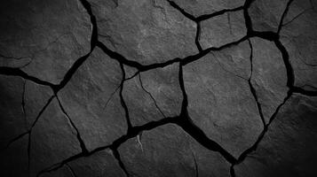Rough grainy wall texture in ghostly pale gray and deep black tones eerie Halloween ambiance with cracks and scratches enhancing the haunted effect spooky design concept photo