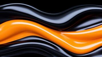 Close up of liquid color waves with deep indigo and bright orange flowing dynamically photo