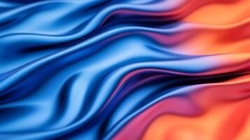 Close up of liquid color waves with deep indigo and bright orange flowing dynamically photo