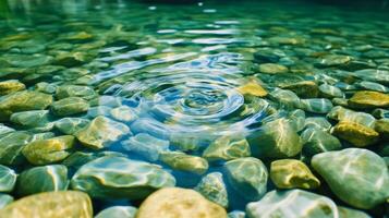 Close up of small whirlpools forming in a clear mountain stream photo