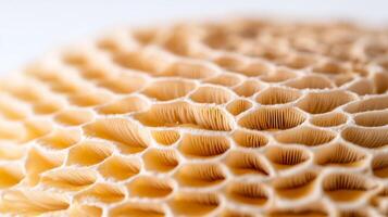 Close up of textured mushroom surface with gills and intricate patterns photo