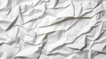 Crumpled white notebook paper background with deep creases and visible folds simple and rugged photo
