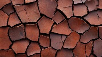 Extreme close up of cracked mud with different shades of brown and red photo