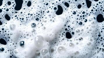 Extreme close up of ocean wave foam with intricate bubbles and swirls photo