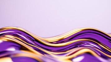 Extreme close up of dynamic liquid waves in lavender and gold hues blending softly photo