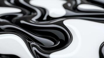 Macro of liquid color waves in black and white ink clashing in a dramatic pattern photo
