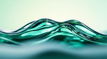 Magnified view of emerald and sapphire liquid waves merging with a smooth gradient effect photo