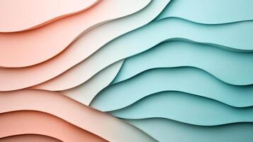 Soft pastel colored paper cut out layers in organic shapes with subtle lines on a textured background photo