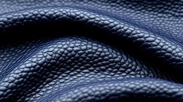 Closeup of deep indigo leather with a matte texture and fine lines capturing the depth of winter twilight photo
