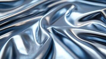 Closeup of metallic silver leather with a subtle shine and soft texture capturing light reflections delicately photo