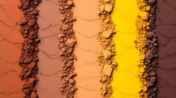 Deep mahogany and honeyed yellow pigment powders arranged in a fading gradient like a fall sunset sky photo