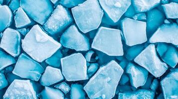 Frozen river slowly thawing from space large chunks of ice breaking apart on a glacial blue background photo