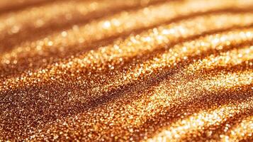 Glittering gold and amber highlighter cream with flecks of red and copper shining on a matte chocolate background photo