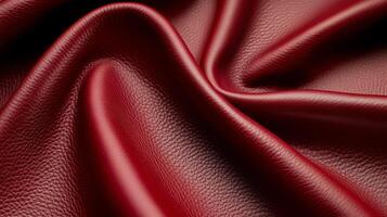Rich burgundy leather in a macro shot showing smooth texture with fine wrinkles and a deep color gradient photo