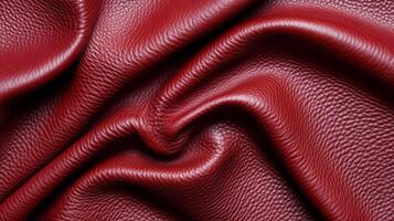 Rich burgundy leather in a macro shot showing smooth texture with fine wrinkles and a deep color gradient photo