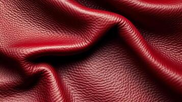 Rich burgundy leather in a macro shot showing smooth texture with fine wrinkles and a deep color gradient photo