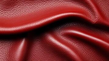 Rich burgundy leather in a macro shot showing smooth texture with fine wrinkles and a deep color gradient photo