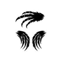 A set of wings with claws and claws on a white background vector