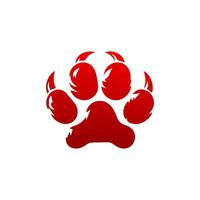 A red paw print on a white background vector