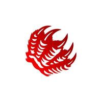 A red and white logo with a large red and white design vector