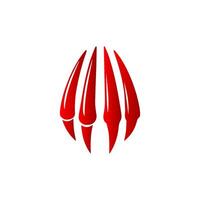 A red claw logo with a white background vector
