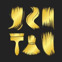 Golden brushes and brushes on a black background vector
