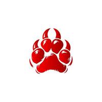 A red paw print on a white background vector