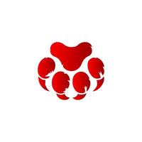 A paw print logo with red paw prints vector