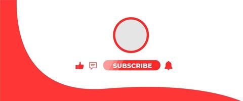 A red and white background with a red circle and a button that says subscribe vector