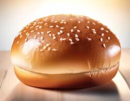 shot of a hamburger bread bun isolated photo