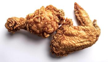 Fried chicken, isolated on white background photo
