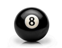 number 8 eight ball, the black ball, used in pool billiard games and is the last one to be sunk to win the game photo