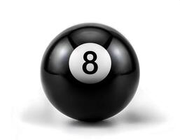 number 8 eight ball, the black ball, used in pool billiard games and is the last one to be sunk to win the game photo