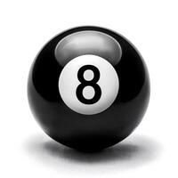 number 8 eight ball, the black ball, used in pool billiard games and is the last one to be sunk to win the game photo