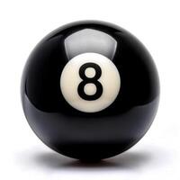 number 8 eight ball, the black ball, used in pool billiard games and is the last one to be sunk to win the game photo