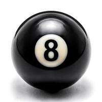 number 8 eight ball, the black ball, used in pool billiard games and is the last one to be sunk to win the game photo