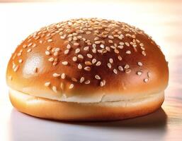 shot of a hamburger bread bun isolated photo