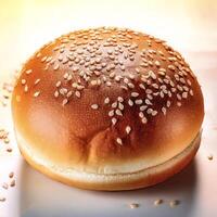 shot of a hamburger bread bun isolated photo