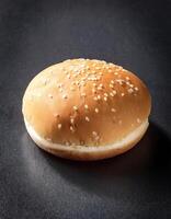 shot of a hamburger bread bun isolated photo