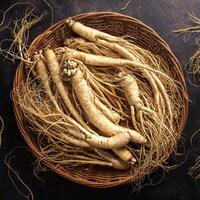 Lots of ginseng. ginseng Background Concept photo