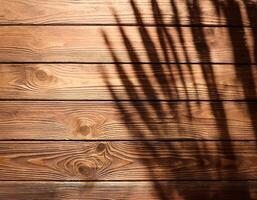 top view of soft brown table with high resolution texture and palm leafs shadows, summer table background with empty space for text or design, soft cozy sunny table backdrop, wooden texture seamless photo