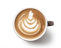 Cup of coffee latte isolated on white backgroud with clipping path photo