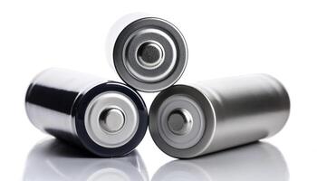 Three batteries, isolated on white background photo