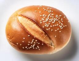 shot of a hamburger bread bun isolated photo