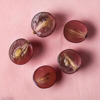 Overhead view of Fresh, Ripe and juicy grape. Halves food summer background photo